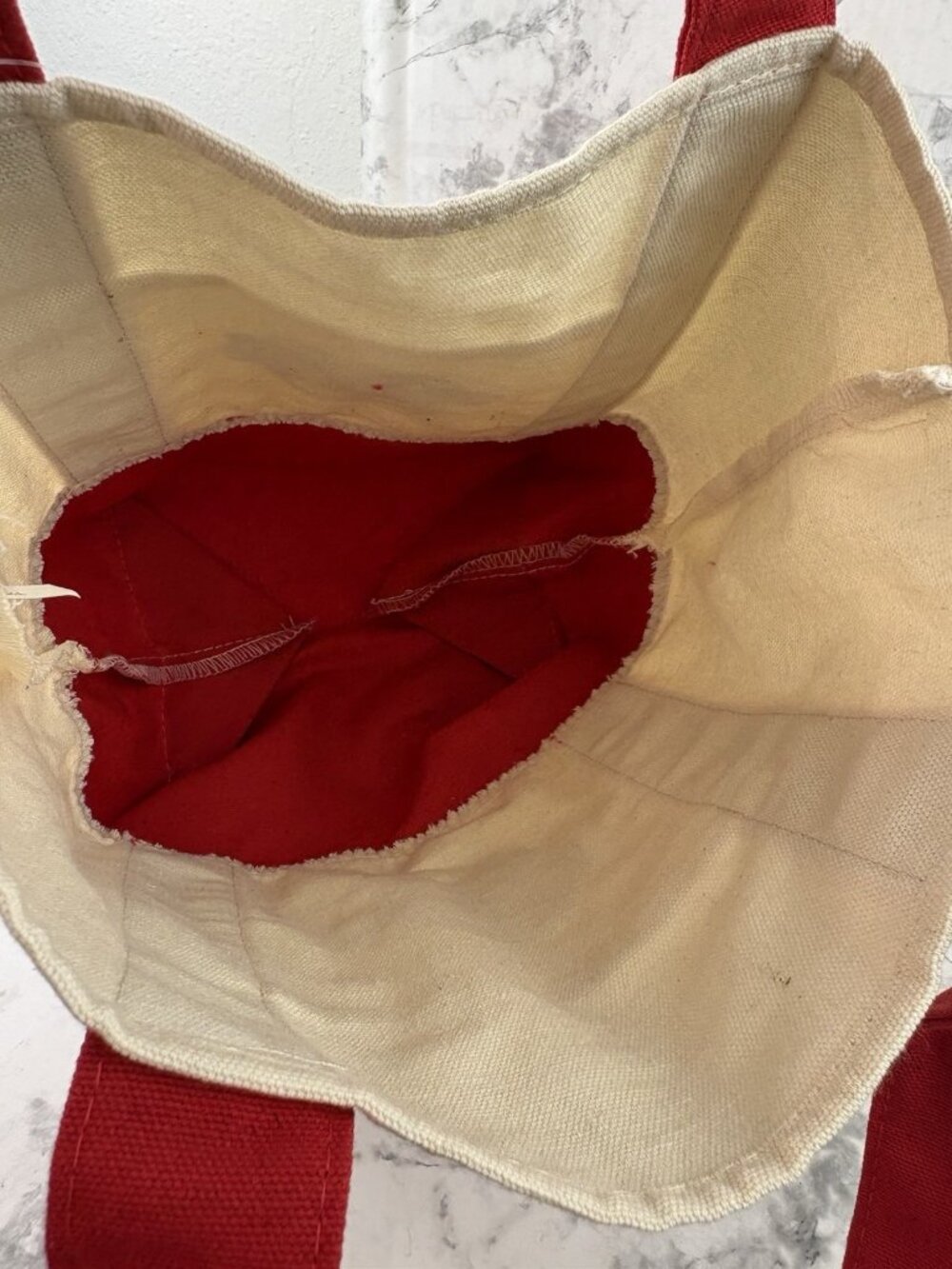 *New Trader Joe's Mini Canvas Tote Red Bag Re-usable Grocery Store Advertising - Picture 3 of 5